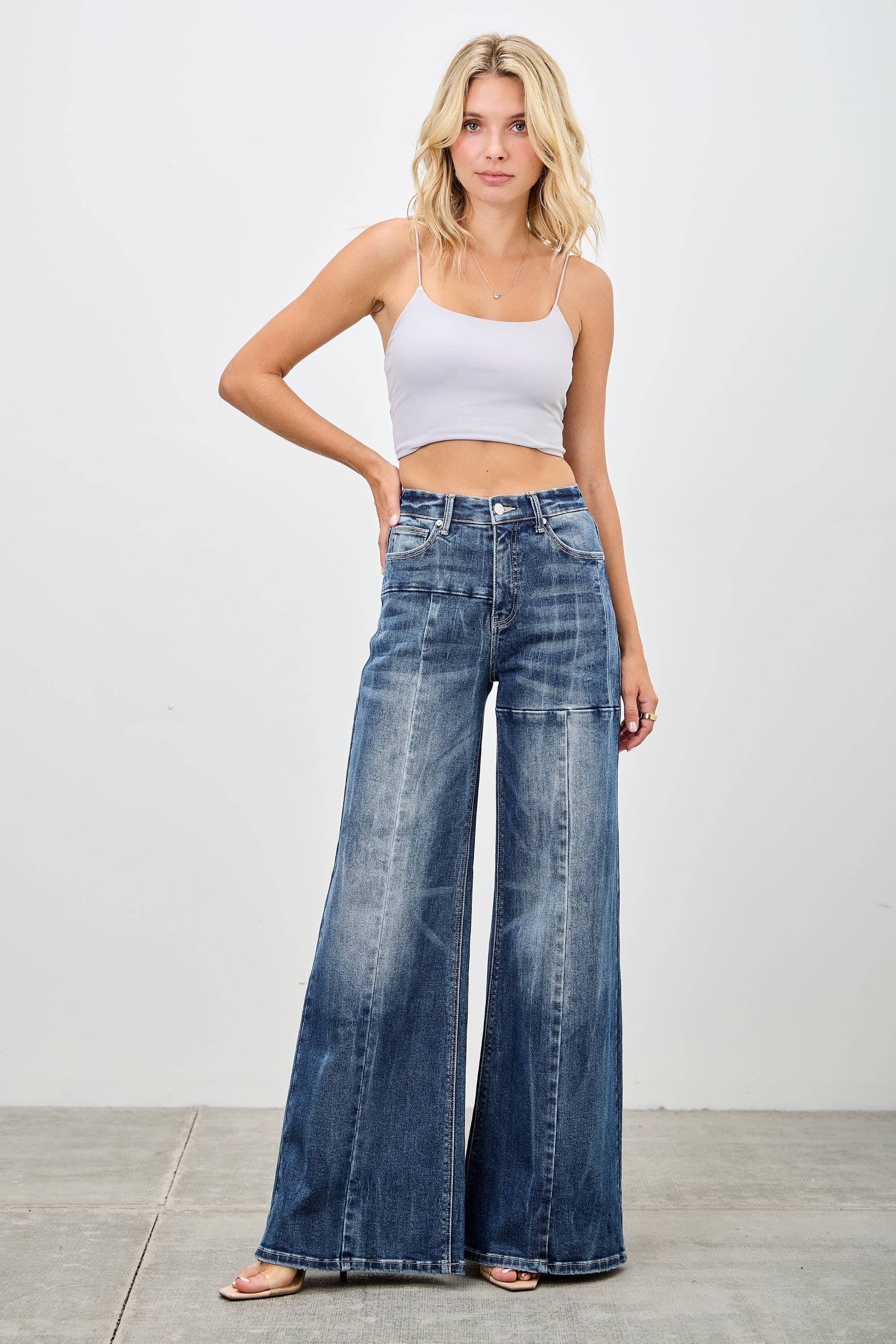 Mid-Rise Wide Leg Jeans