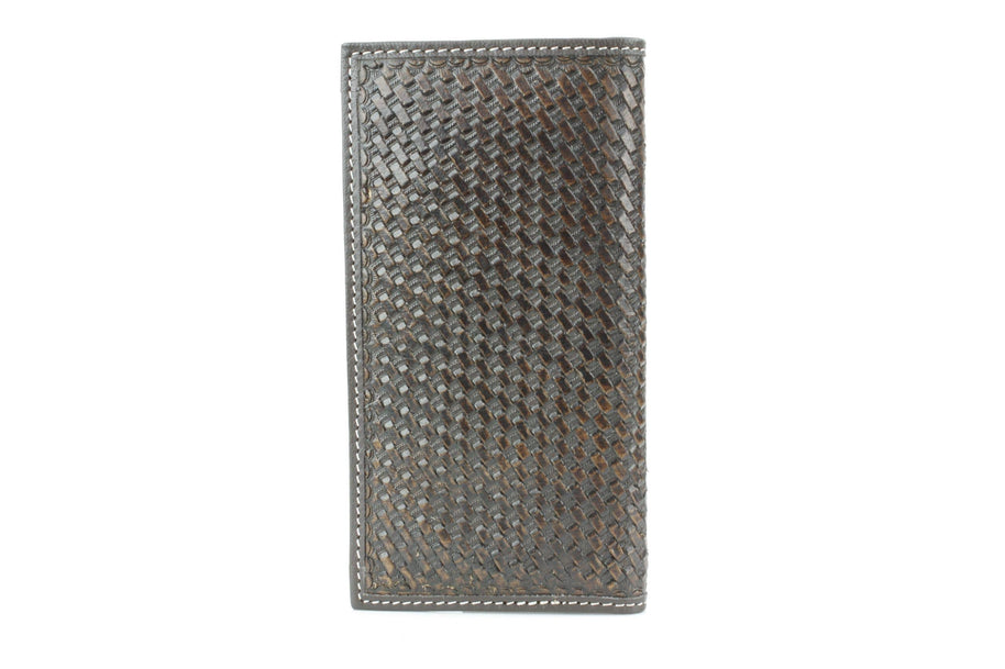 Bison Hide Western Rodeo Wallet with Basket Weave & Concho