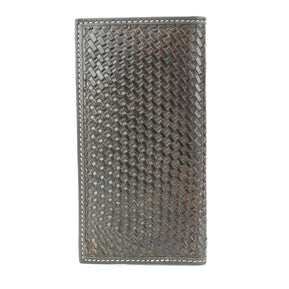 Bison Hide Western Rodeo Wallet with Basket Weave & Concho