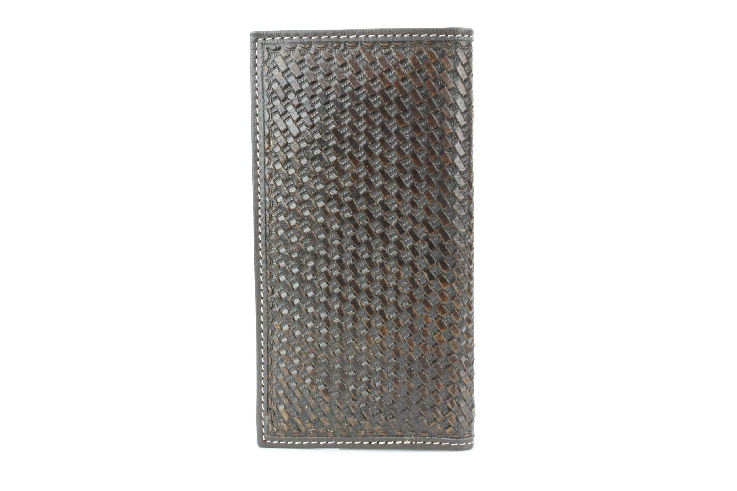 Bison Hide Western Rodeo Wallet with Basket Weave & Concho