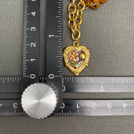 18K GP S. Steel Flower Heart & Bee Charm Bracelet