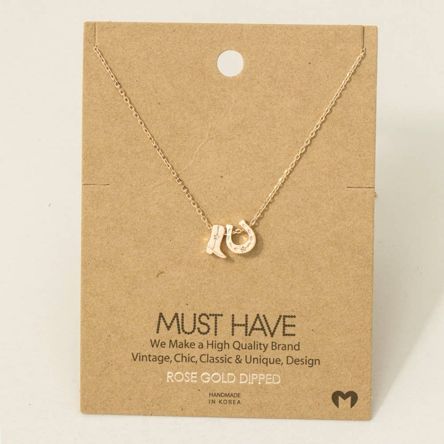 Boots Horse Shoe Charm Necklace