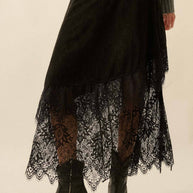 Faux Suede & Lace Buckle Skirt