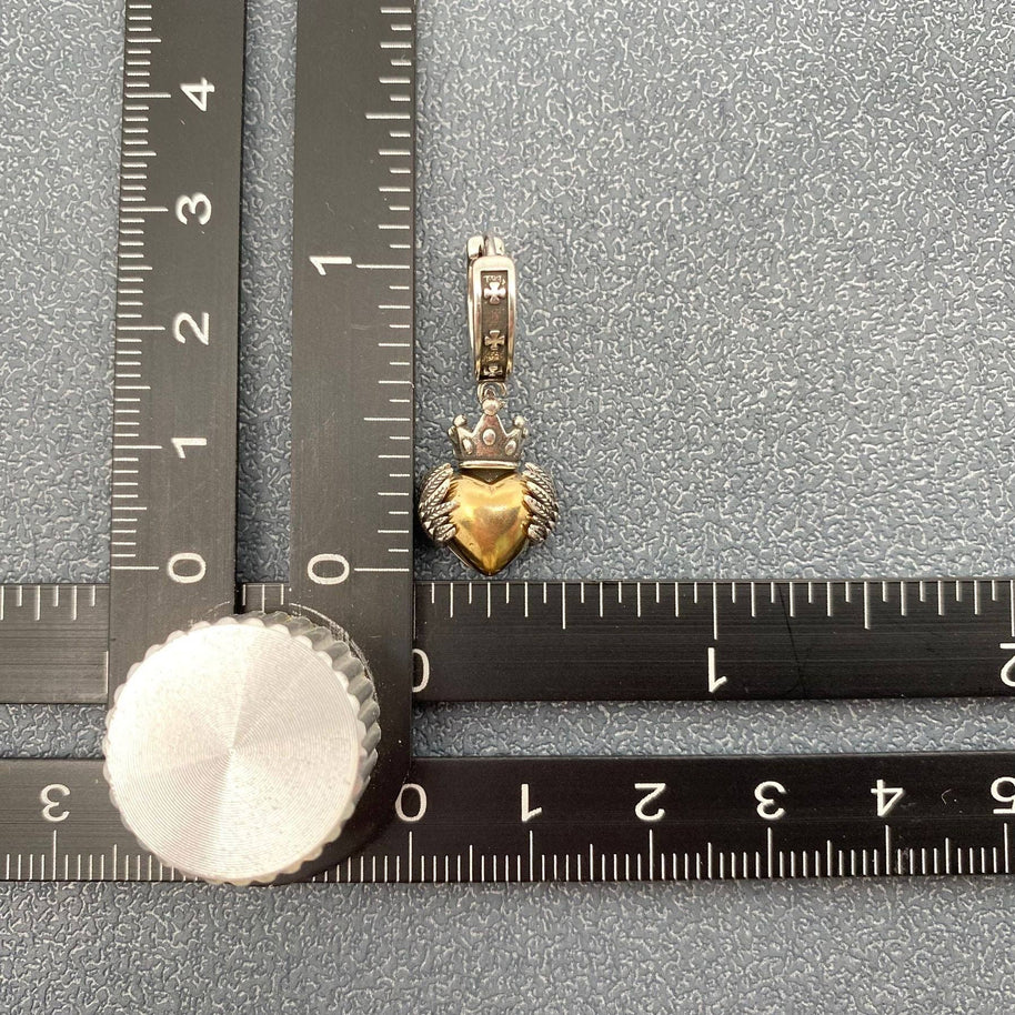 Silver Plated Gothic Crown Wings Heart Earrings