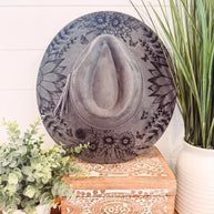 Engraved Floral Rancher Hat, Full Brim