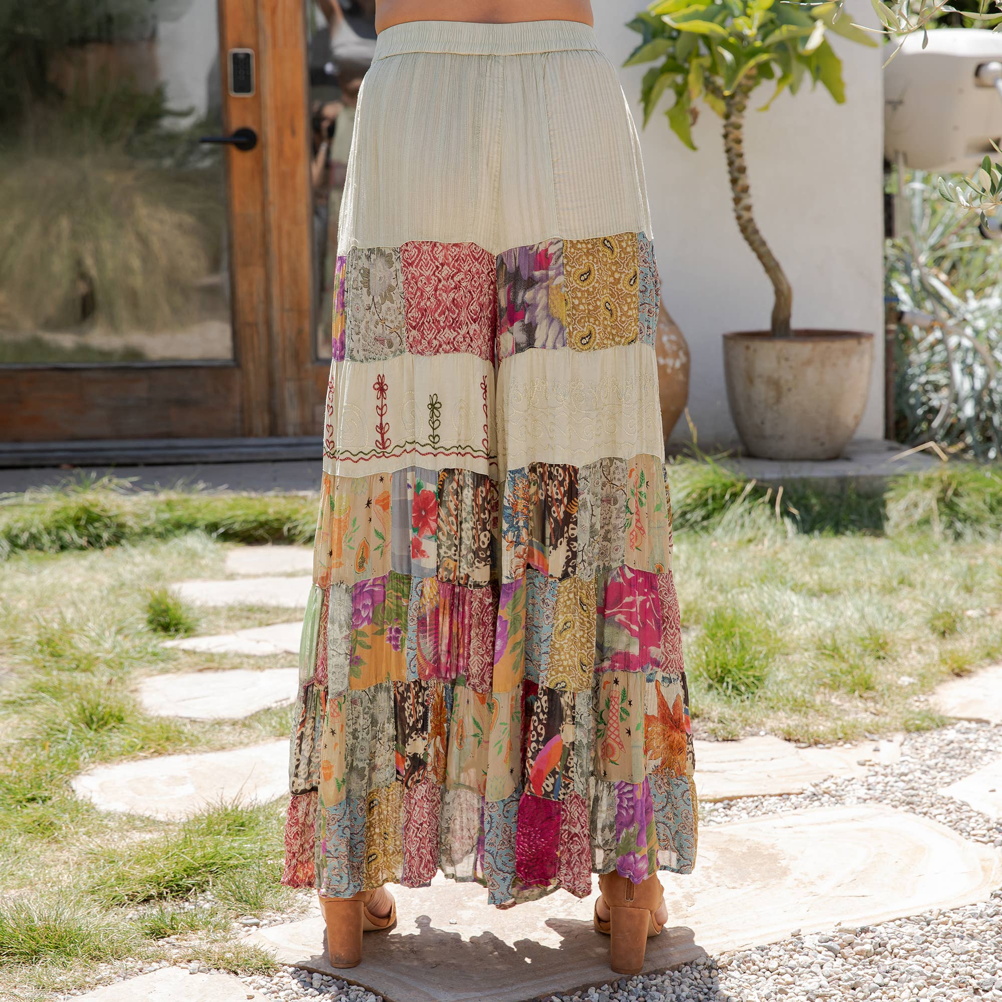 Boho Patchwork Palazzo Pants