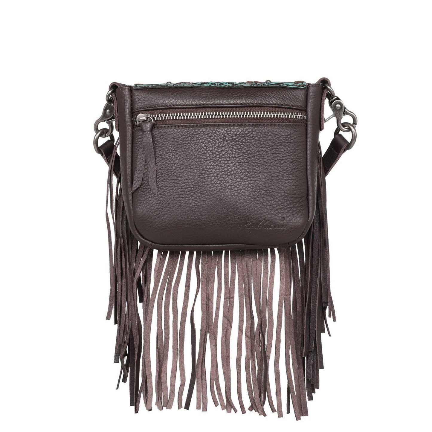 Genuine Leather Tooled Purse with Fringe