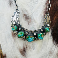 Handcrafted Sonoran Mountain Turquoise & Sterling Silver Necklace by Chimney Butte