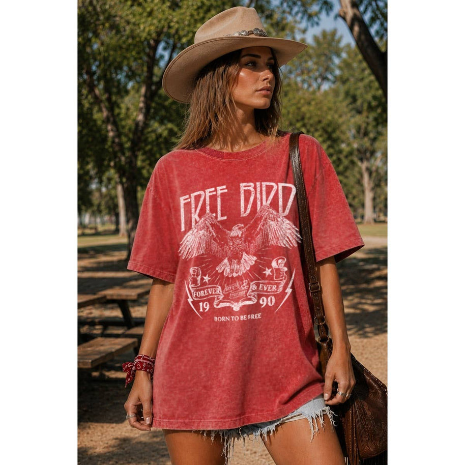 Free Bird Oversized Mineral Washed T-Shirt