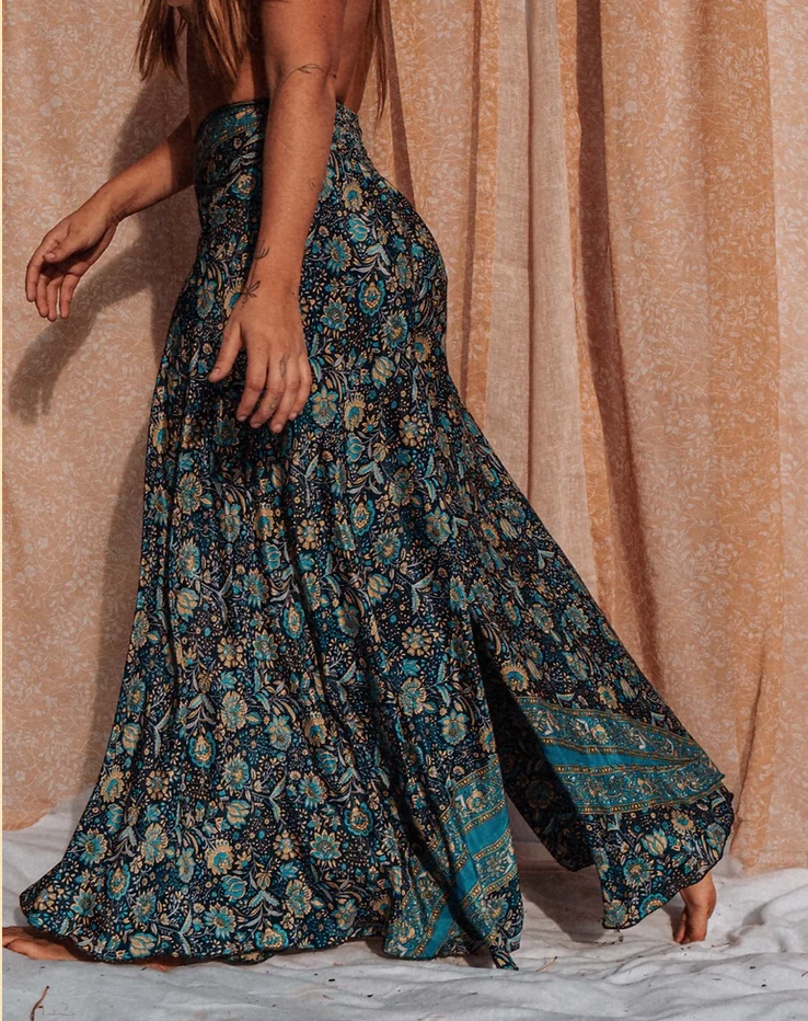 Hippie Boho Silk Bell Bottom, Palazzo Pants