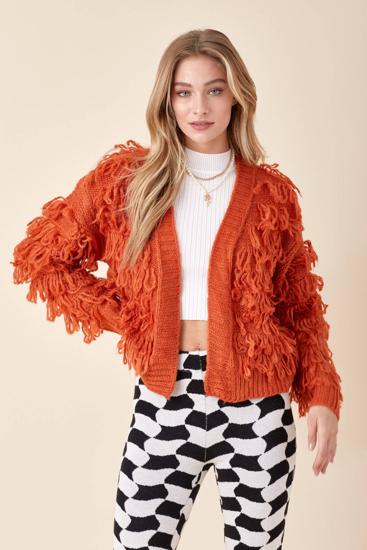 Orange Fringe Cardigan