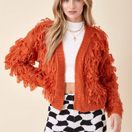 Orange Fringe Cardigan