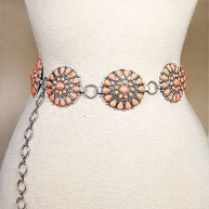 Western Floral Gem Link Chain Belt