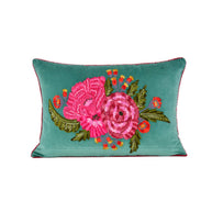 Green Velvet Floral Pillow