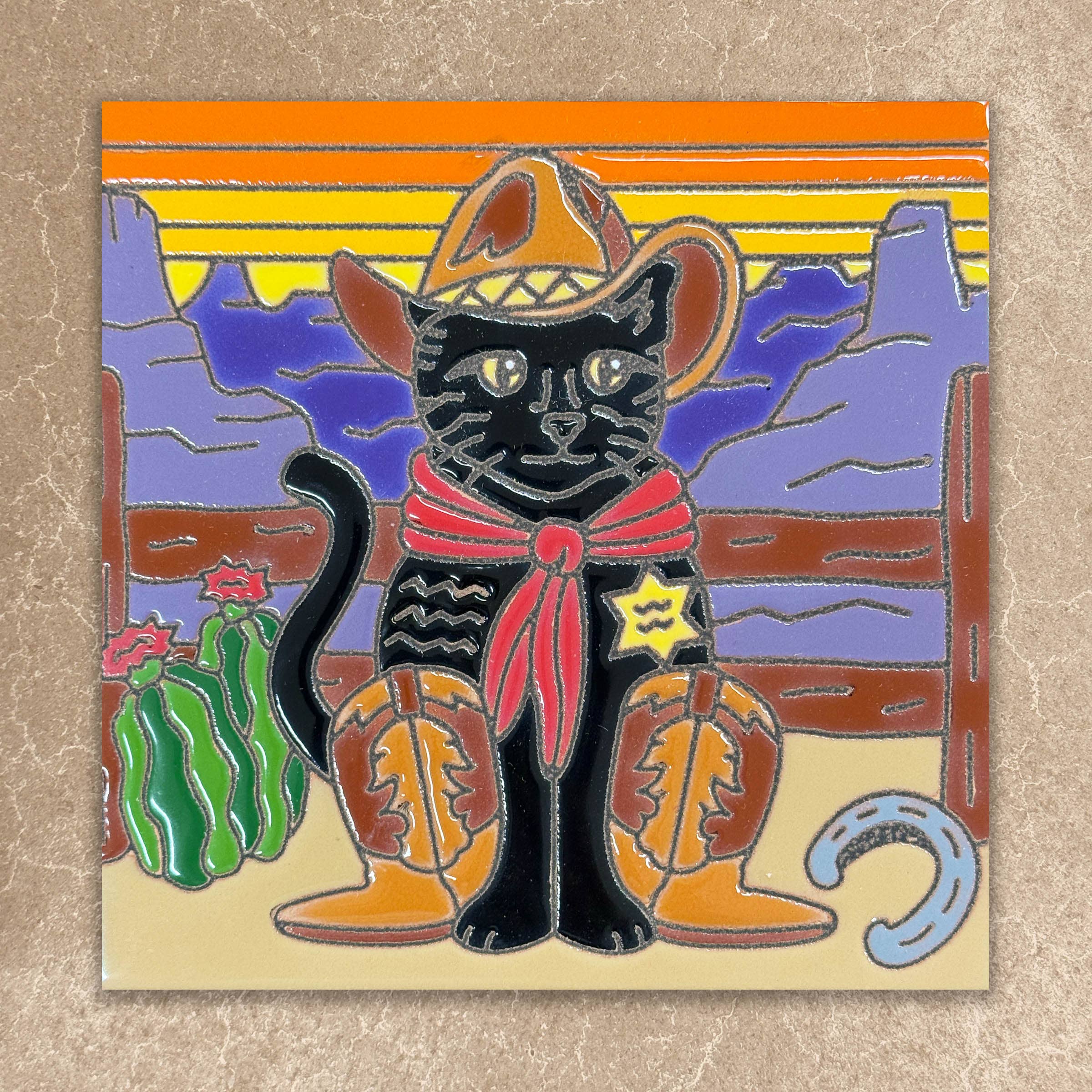 Cowboy Kitty Tile (8694)