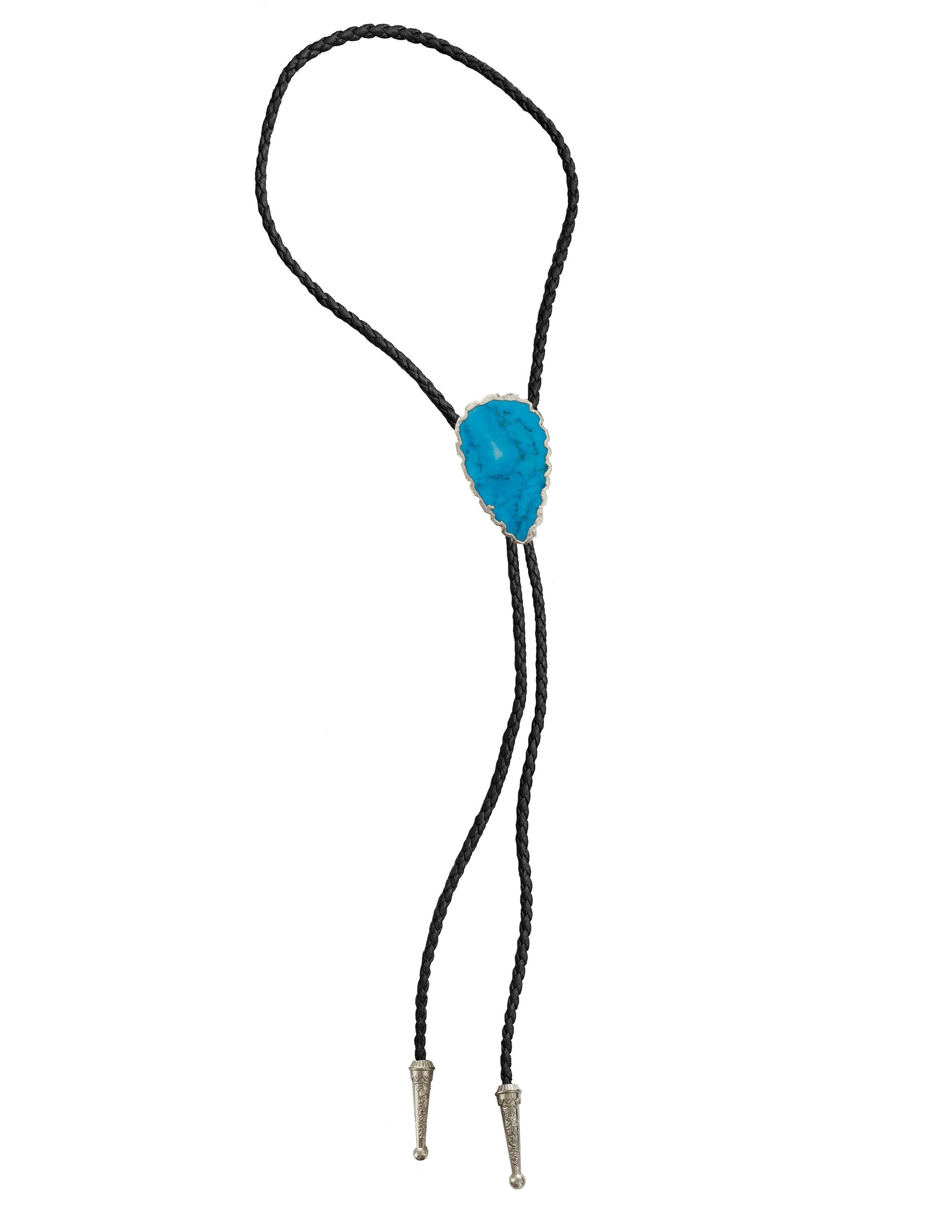 Blue Turquoise Bolo, Silver Accents