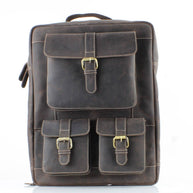 Hunter Leather Backpack with Front Pockets