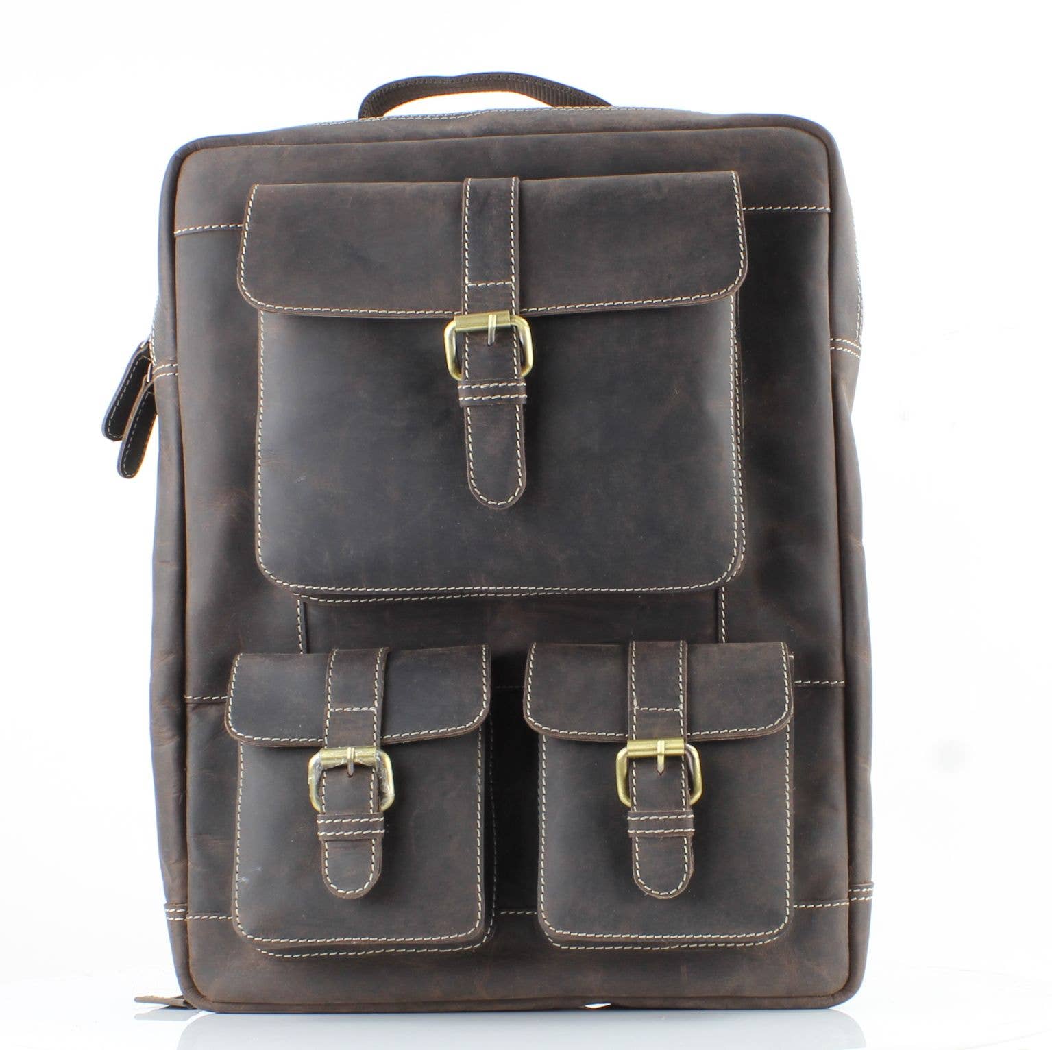 Hunter Leather Backpack with Front Pockets