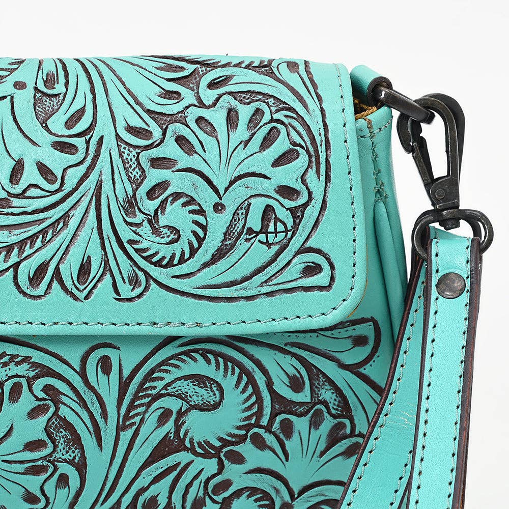 Turquoise Embossed Crossbody