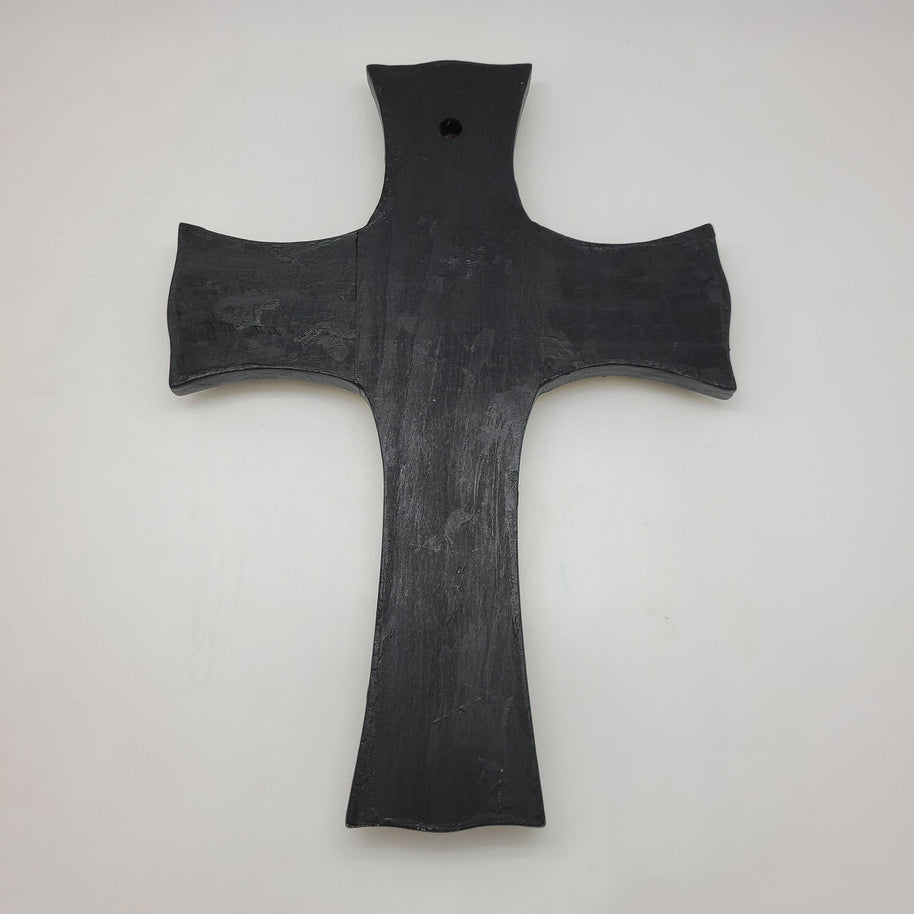 Black & Gold Wall Cross w/ Milagros