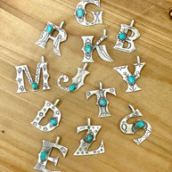 Beautiful Handmade Sterling Silver and Turquoise Letter Pendant