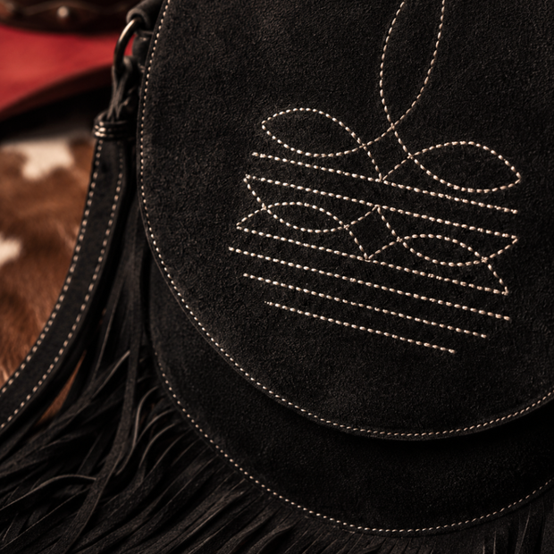 Suede Western Fringe Messenger Bag