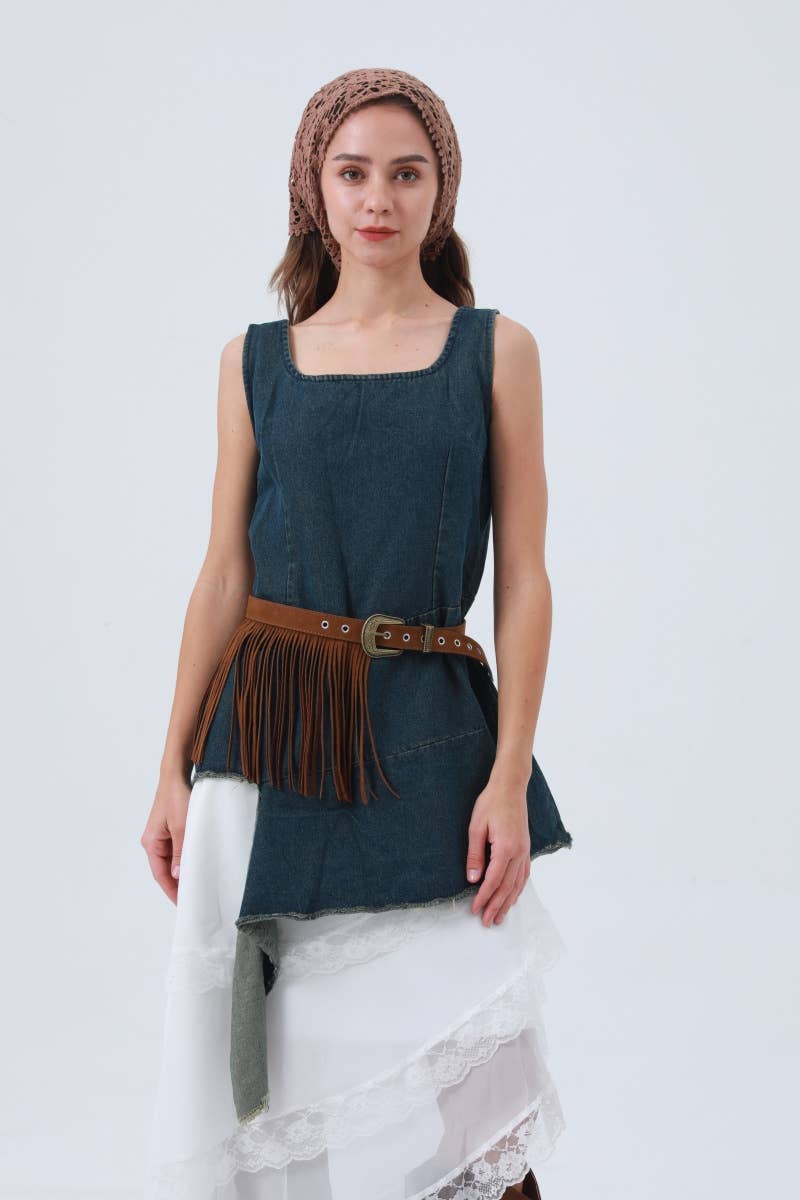 Western Fringe Belt – Antique Buckle & Tassel