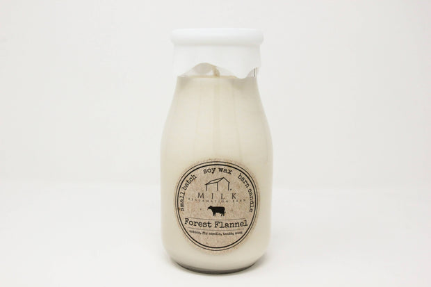 Milk Bottle Candle Forest Flannel (Cotton, Fir Needle)
