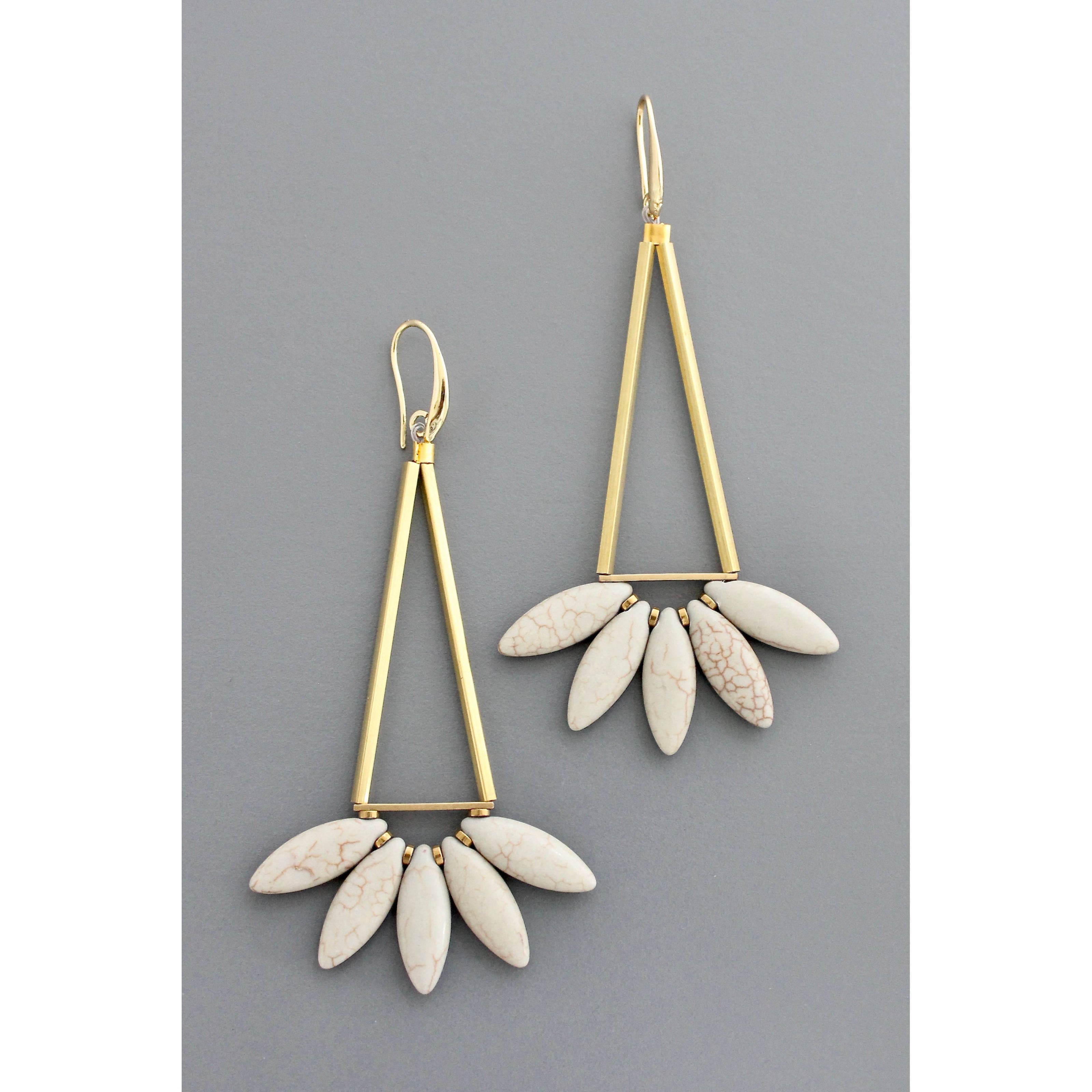 Gray Lotus Dangle Earrings