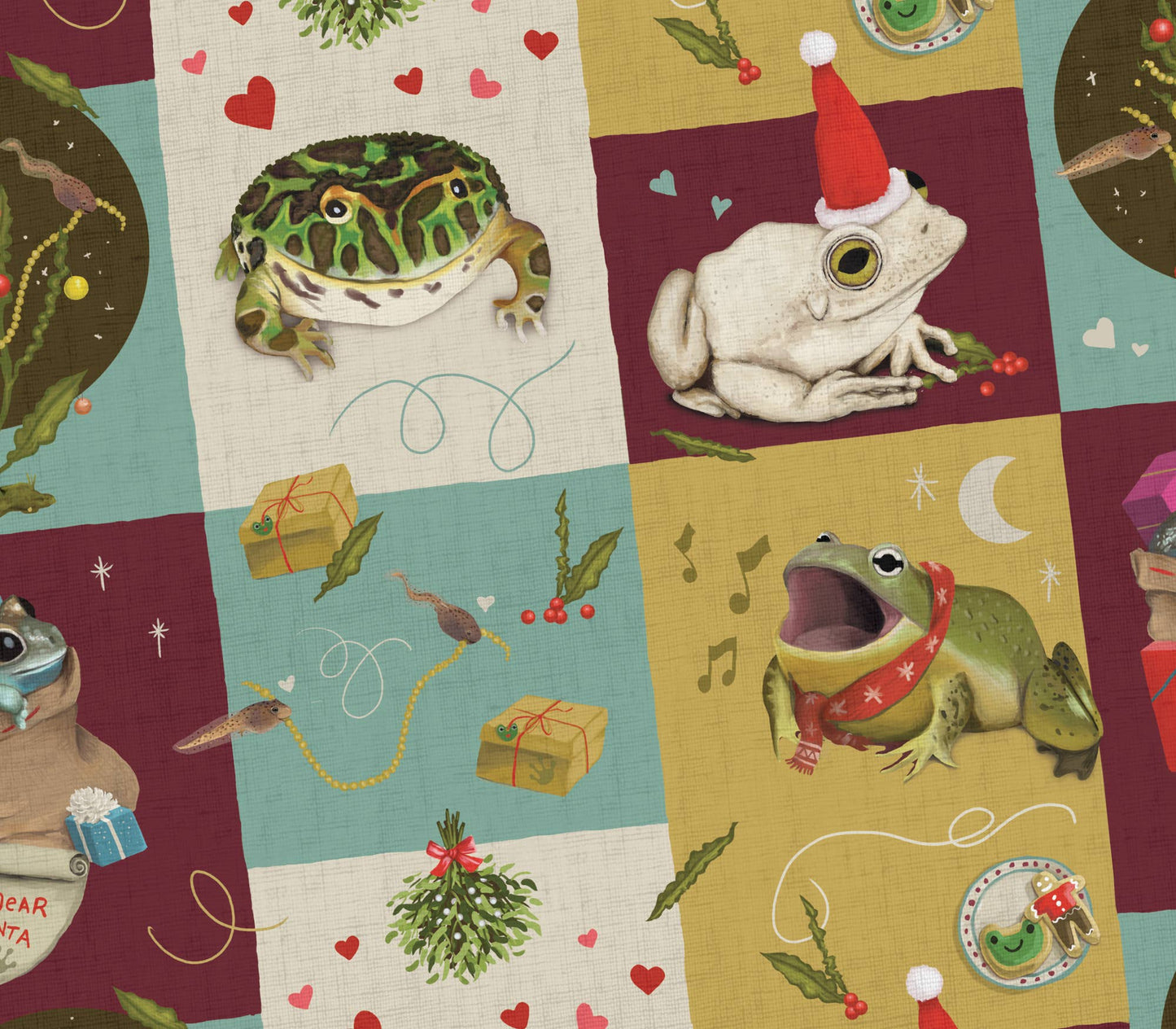 Christmas Frogs Wrapping Paper - Flat Pack Gift Wrap Sheets