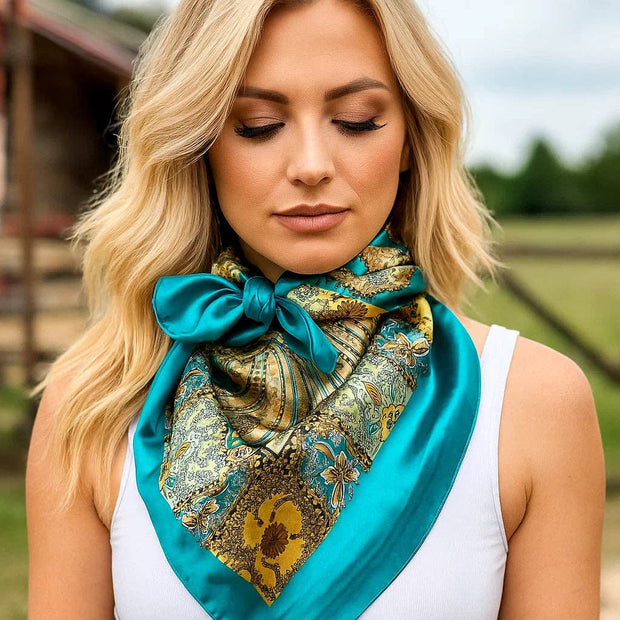 35X35"  Teal Tone Paisley Wild Rag WR1000