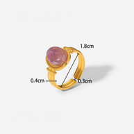 18K Gold-plated Stainless Steel Inlaid Stone Rings