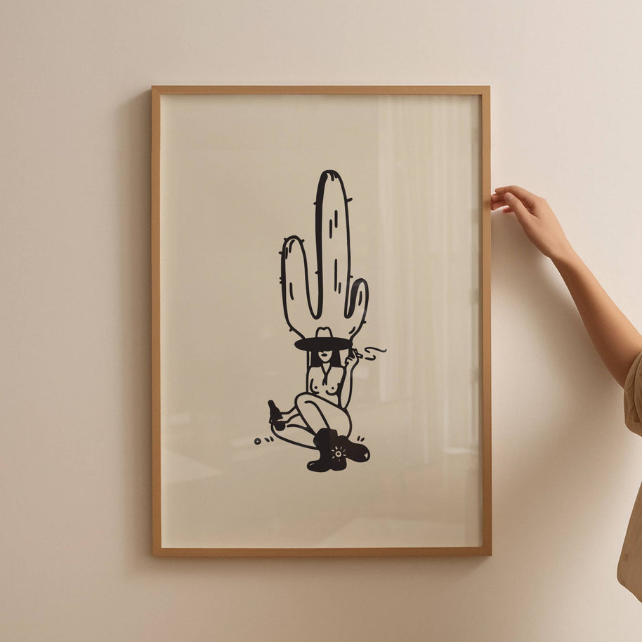 Desert Cowgirl Minimal Western Art Print