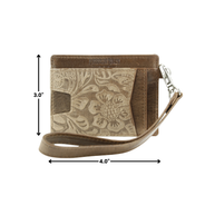 Small ID Wristlet Floral Filigree Leather