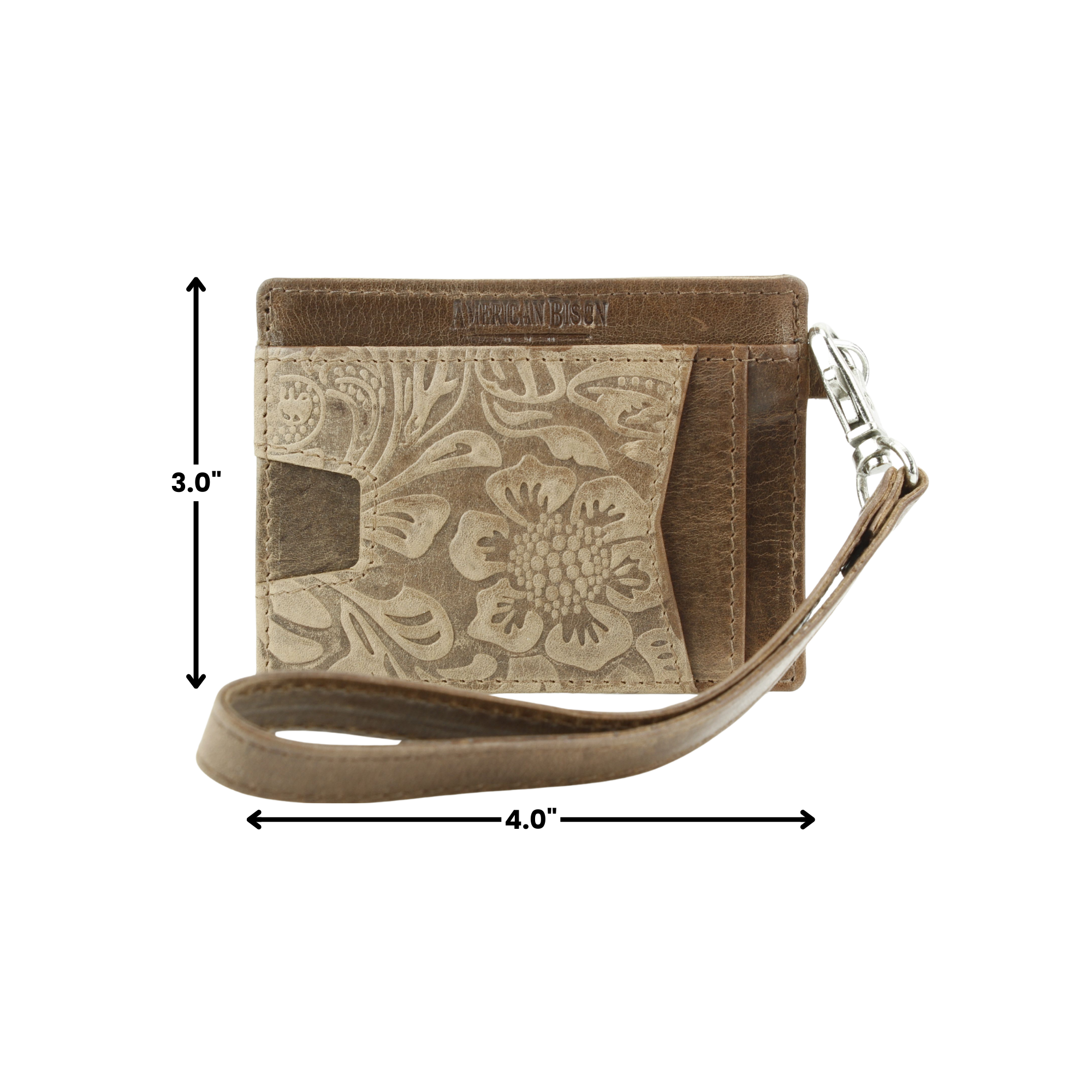 Small ID Wristlet Floral Filigree Leather
