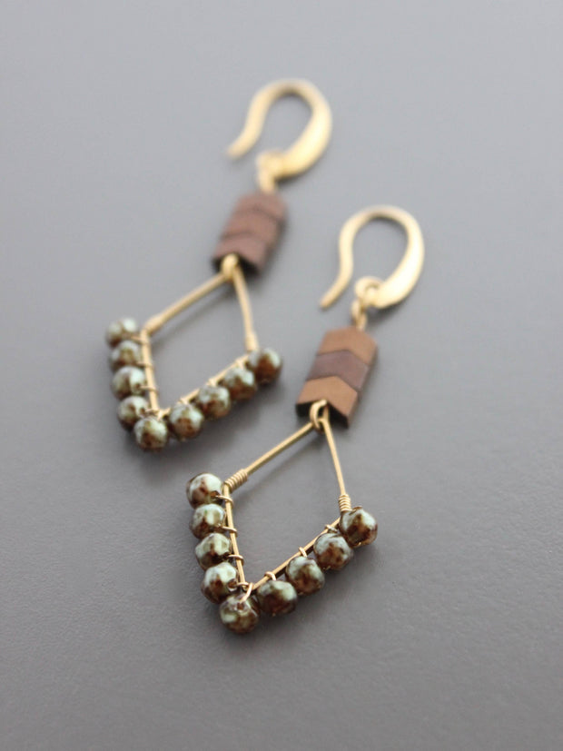 Geometric glass pearl and hematite earrings