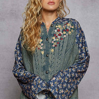 Embroidered Floral Patwork Sweater