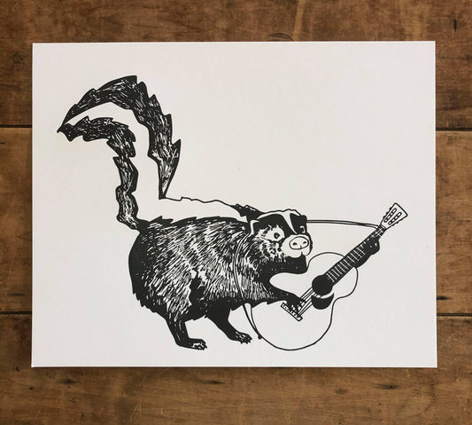 8" x 10" Skunk Guitar Print