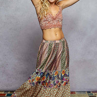 Patterned Wide Leg Pants