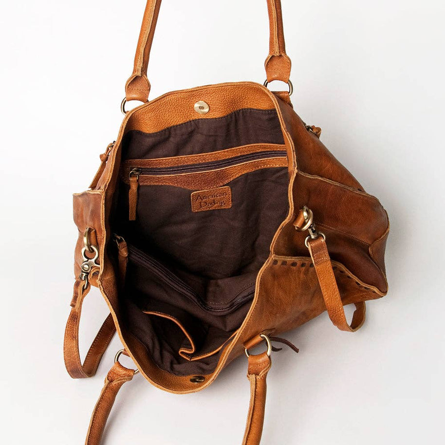 Genuine Leather Tote with Fringe