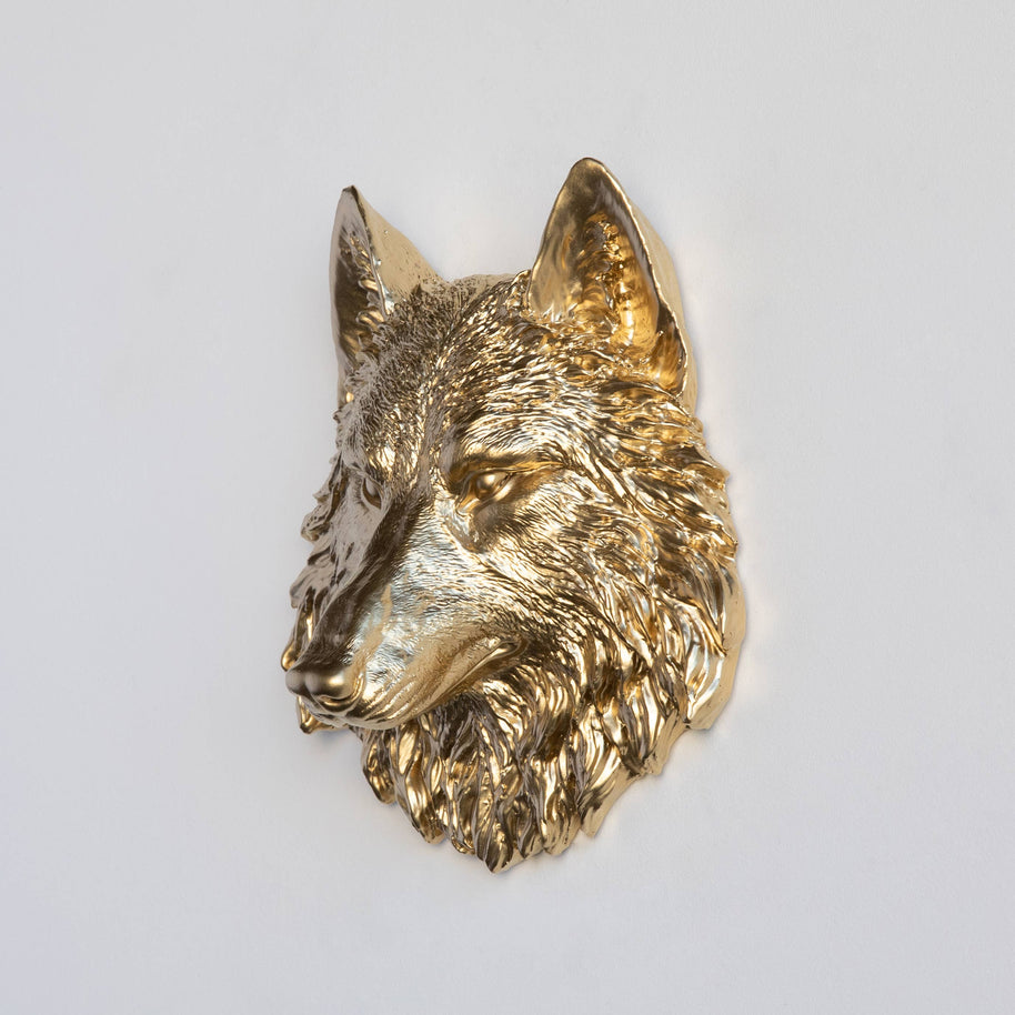 Mini Wolf Head Wall Mount, Bronze