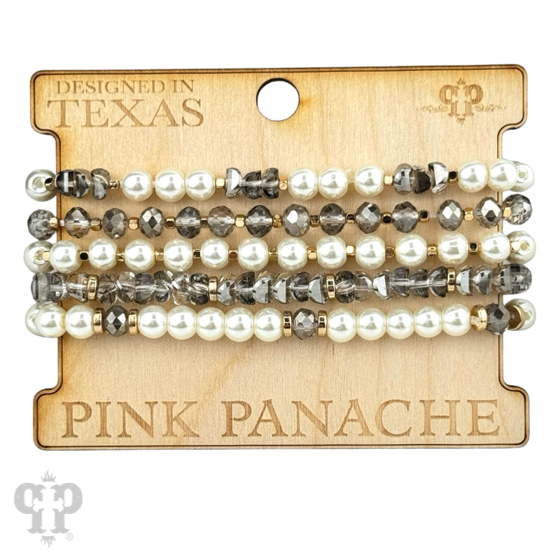 Pearl & faceted bead bracelet stack