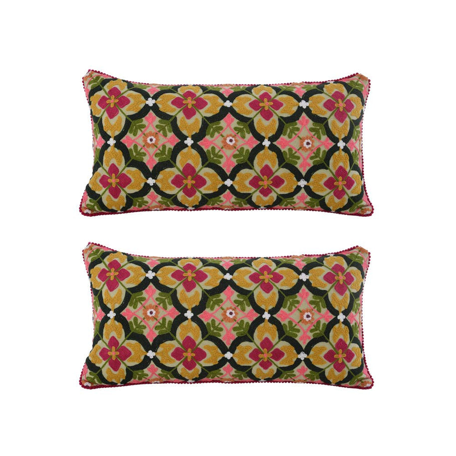 Embroidered Retro Canvas Pillow