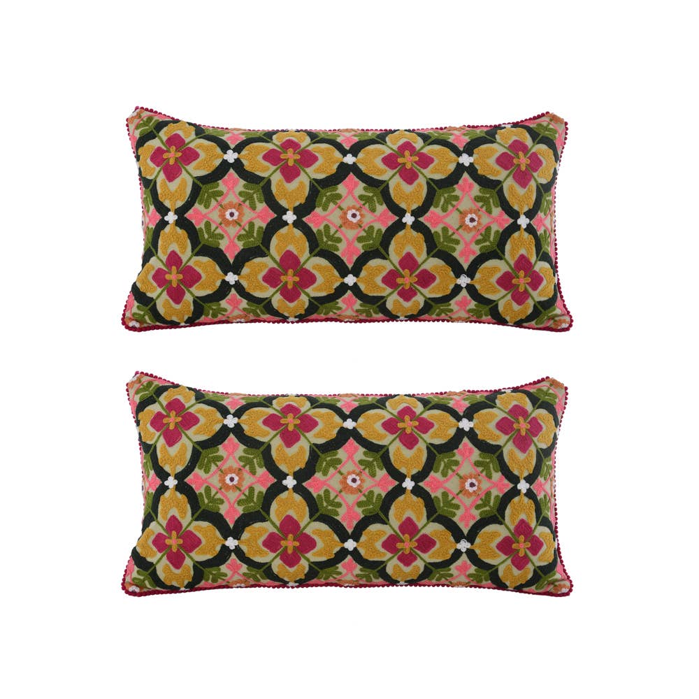 Embroidered Retro Canvas Pillow