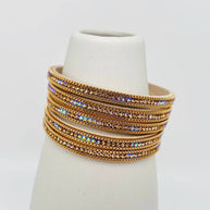 Crystal & Faux Leather Magnetic Bracelet