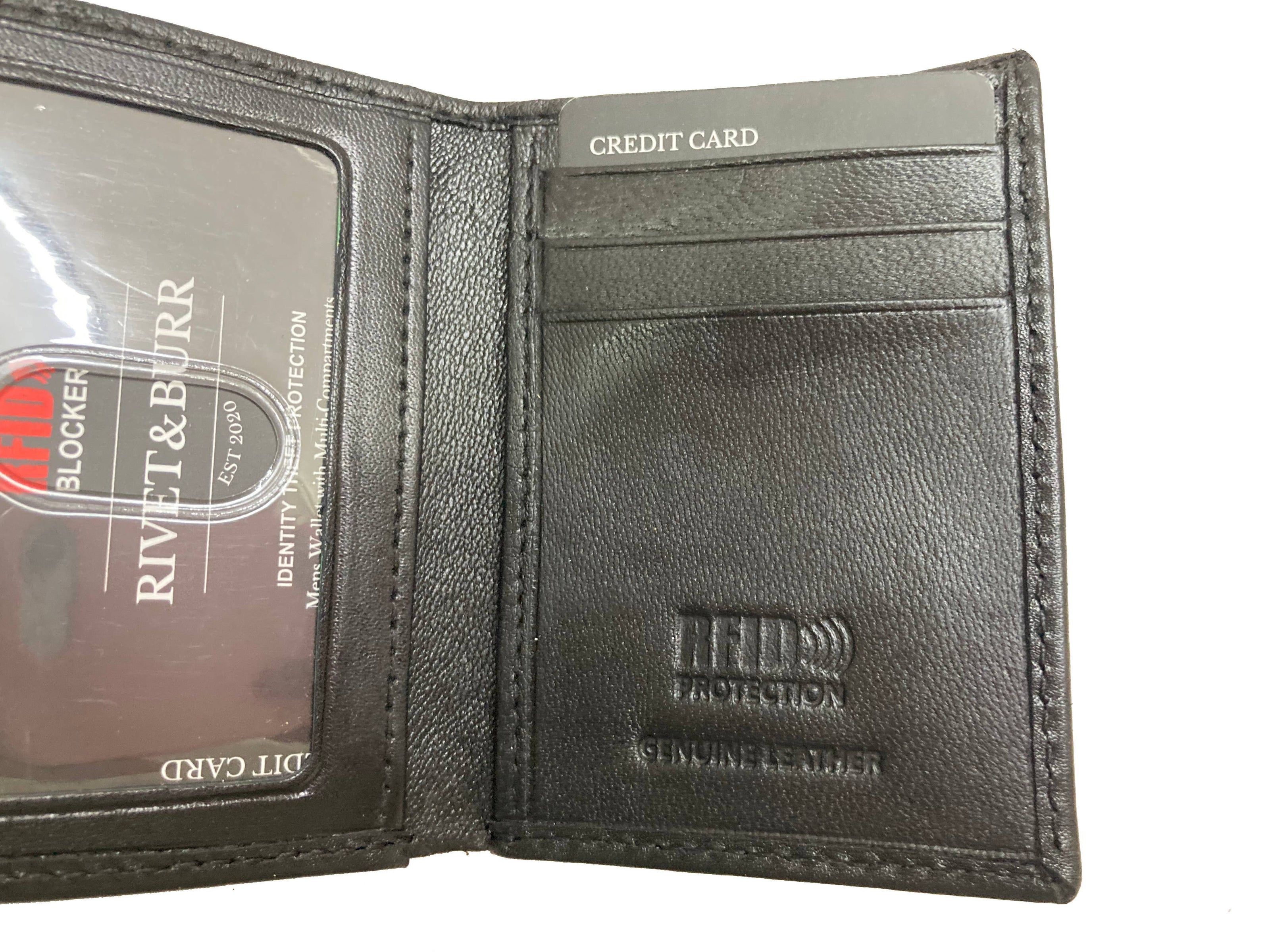 Double Stitch Leather Trifold Wallet