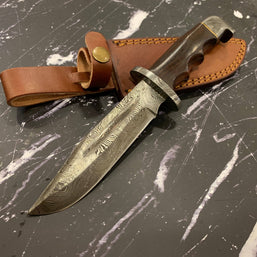 Damascus Hunting Knife Full Tang with Damascus Hilt