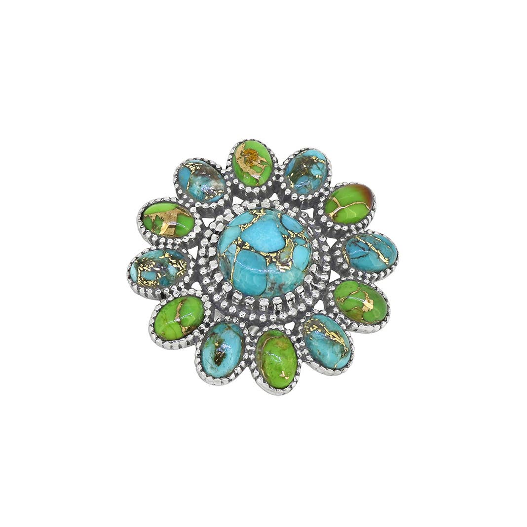 Silver Celestial Bloom Turquoise Ring