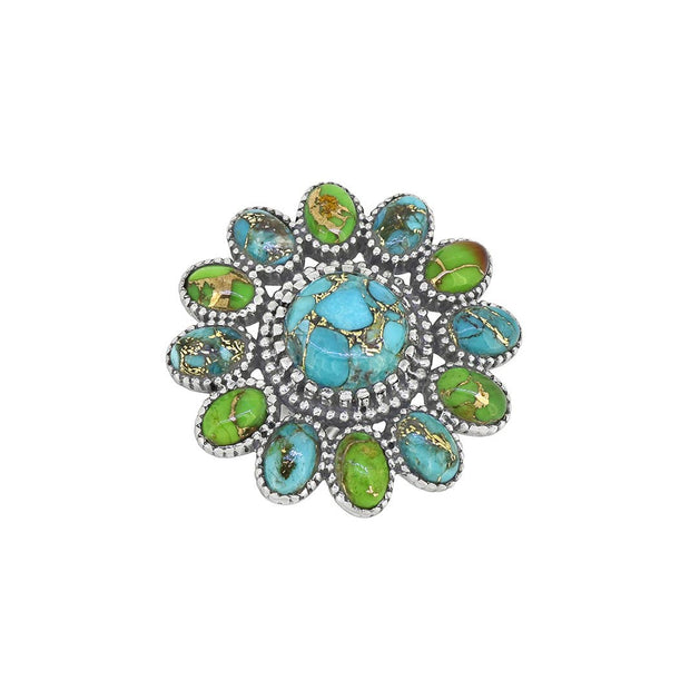 Silver Celestial Bloom Turquoise Ring