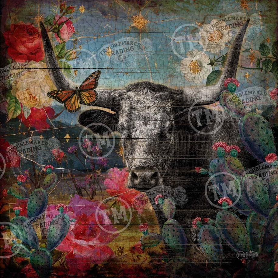 Longhorn with Pretty FLowers - 24